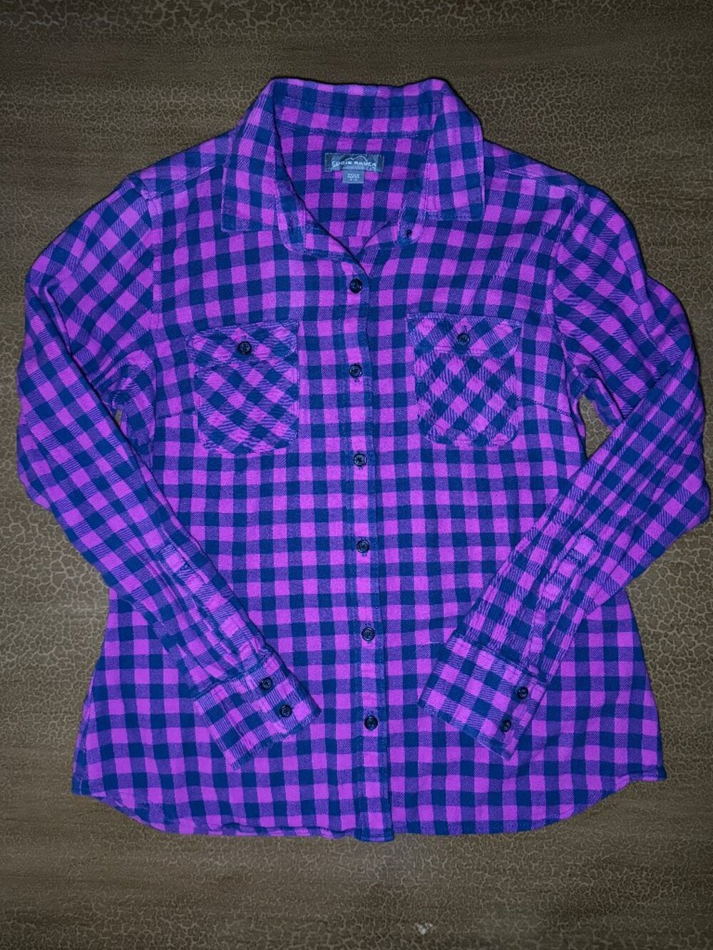 Pink & Purple Checkered Flannel Long Sleeve Shirt - Size Medium